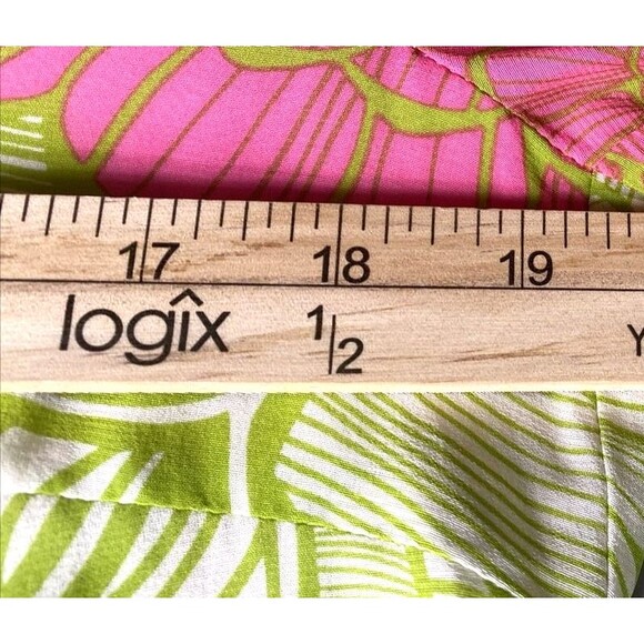 Trina Turk Silk Dress 8 Floral Print Shift Coastal Preppy Retro USA with belt - Picture 12 of 12